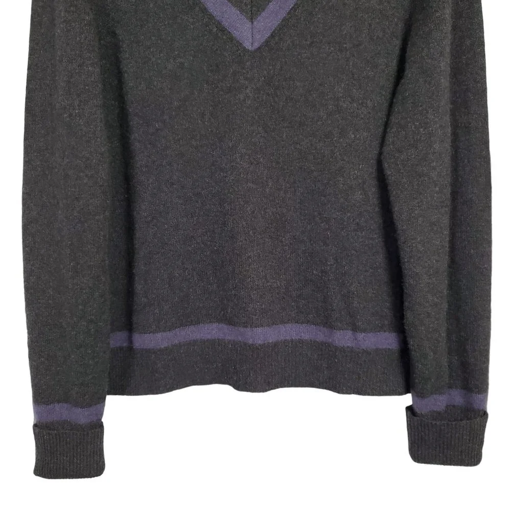 Bloomingdales The Mens Store Sz XL Sweater Cashmere V-neck Pullover Gray Purple